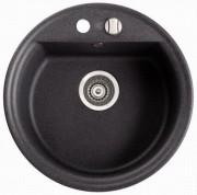 Мийка для кухні кругла Marmorin Tanat врізна штучний камінь чорний 270 803 002