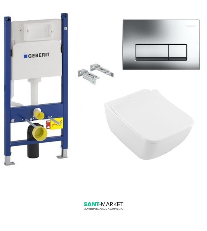 Унітаз підвісний Villeroy & Boch Venticello без обідка + Комплект 3 в 1 Geberit Duofix 4584611R0