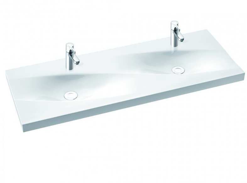 Раковина для ванной Marmorin Noel Duet 120х45 см двойная литой камень белый 583 120 020 xx x