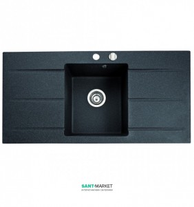 Мойка для кухни Marmorin Bario 1k 2o крыло с обеих сторон  врезная  искусственный камень черный 120 123 002