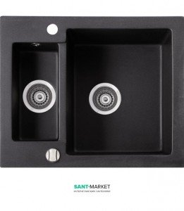 Мойка для кухни Marmorin Bario 1 5k врезная  искусственный камень черный 120 503 002