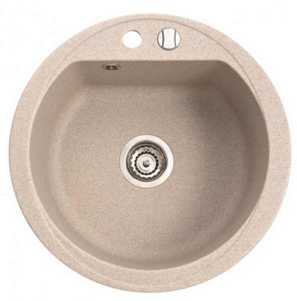 Мойка для кухни круглая Duro 1k врезная  искусственный камень песочный 130 803 007
