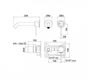 Скрытая часть смесителя для раковины Treemme 40мм сталь 1302IS01