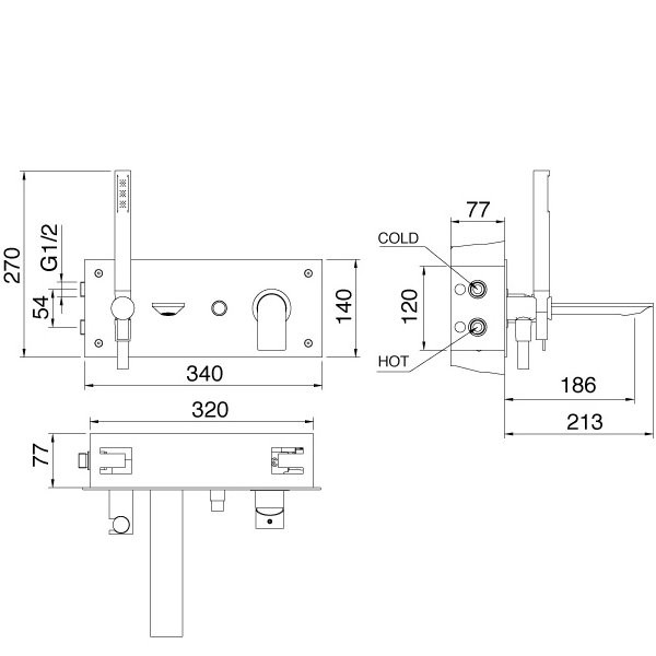 Прихована частина змішувача для ванни Treemme хром 5105ZZ10