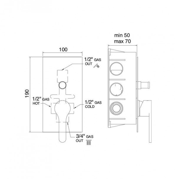 Встраиваемый механизм Treemme Klab 6251CС02