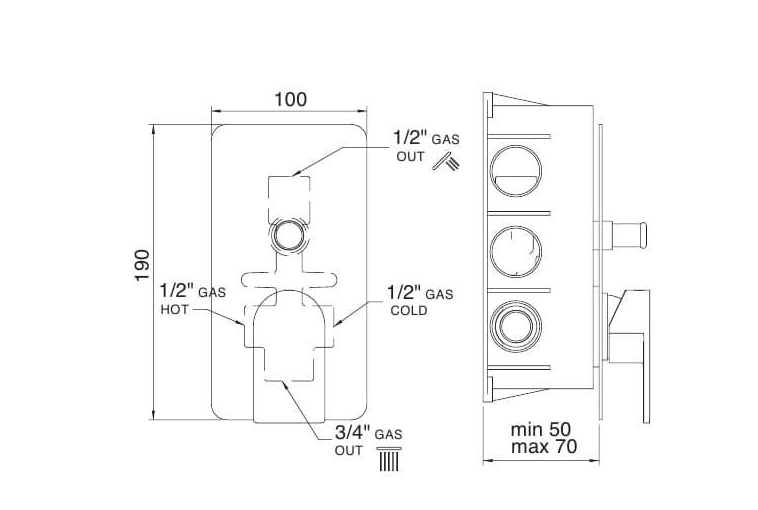 Встраиваемый механизм Treemme Ran на 2 потребителя 2249CС03