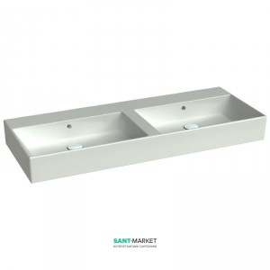 Раковина для ванной подвесная двойная Catalano Premium 150х50 см без отв. под смеситель белая  115VP00