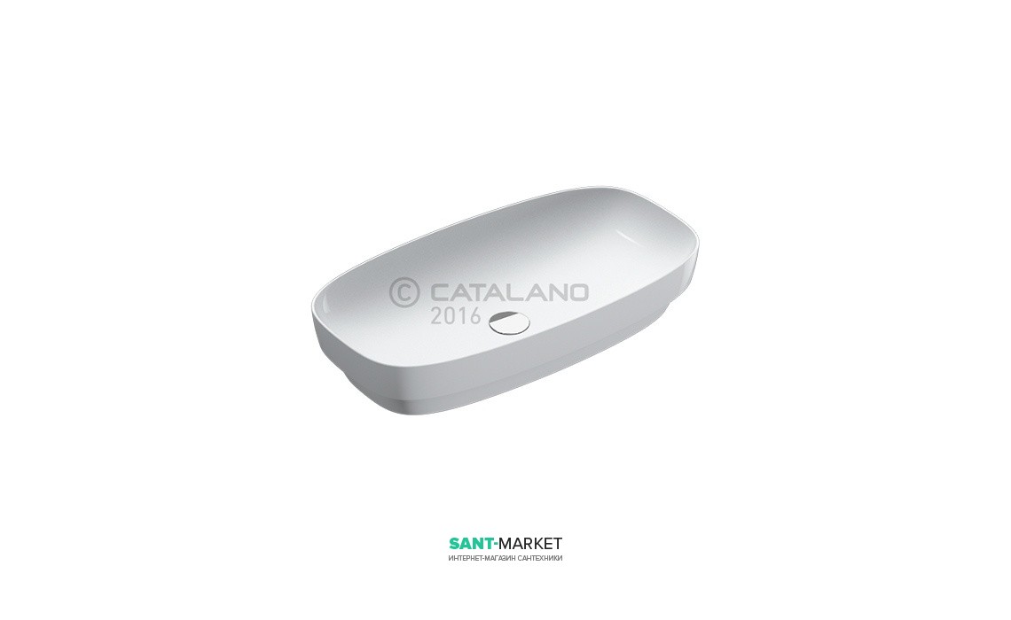 Раковина для ванной настольная или полувстраиваемая Catalano Green LUX  75х40 см без отв. под смеситель белая матовая 175AGRLXBM