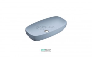 Раковина для ванной настольная или полувстраиваемая Catalano Green LUX  75х40 см без отв. под смеситель голубая матовая 175AGRLXAS