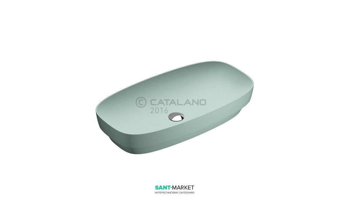 Раковина для ванної настільна або полувстраіваемие Catalano Green LUX 75х40 см без відп. під змішувач зелена матова 175AGRLXVS