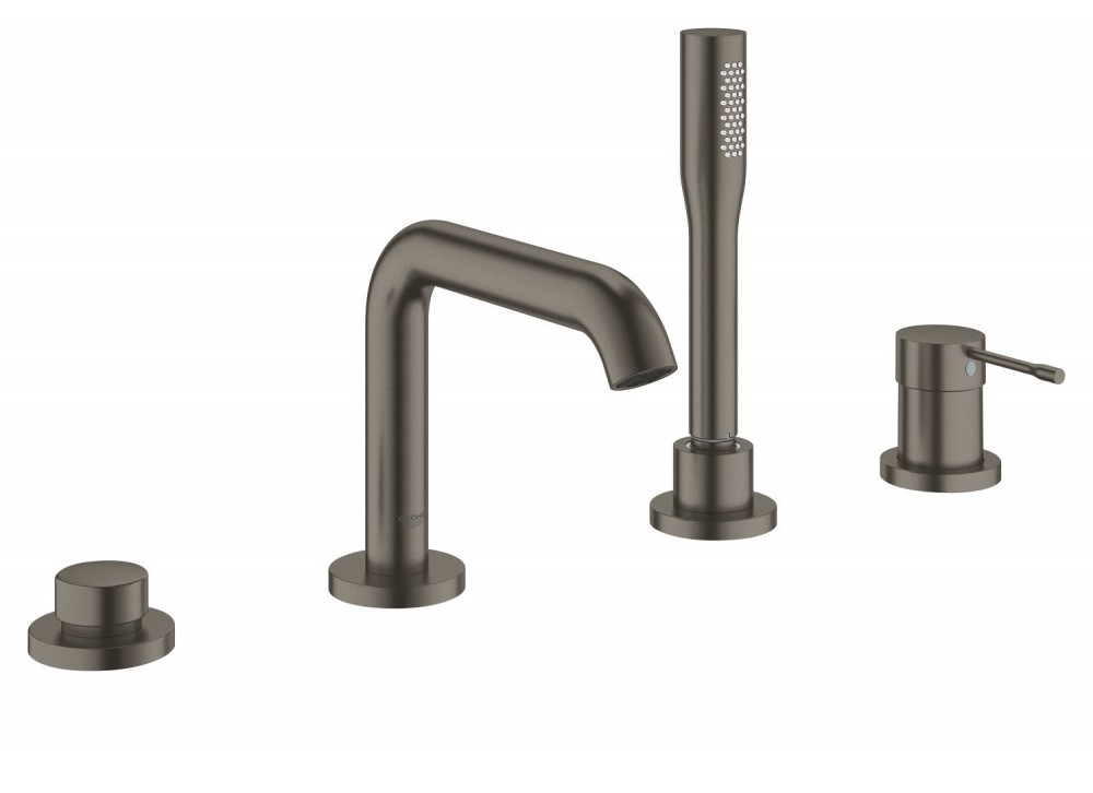 Змішувач одинважільний на борт ванни з душем Grohe колекція Essence матовий графіт 19578AL1