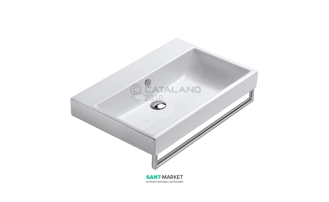 Раковина для ванної накладна Catalano Zero 75х50 см без відп. під змішувач біла 175ZE00