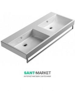 Раковина для ванной подвесная двойная Catalano Zero 125x50 см без отв. под смеситель белая 1125ZE00