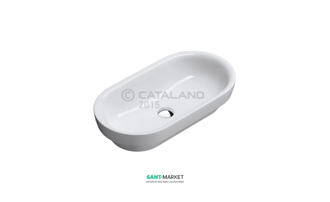 Раковина для ванної накладна Catalano SFERA 70х37 см без відп. під змішувач біла 170ASF00