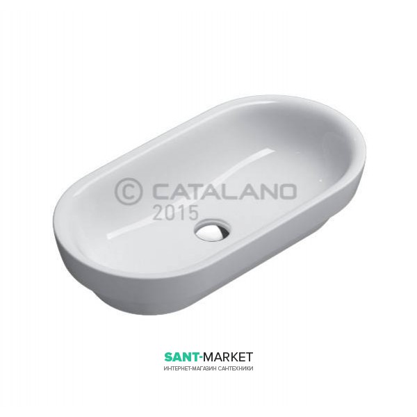 Раковина для ванной накладная Catalano SFERA 55х35 см без отв. под смеситель белая 155ASF00