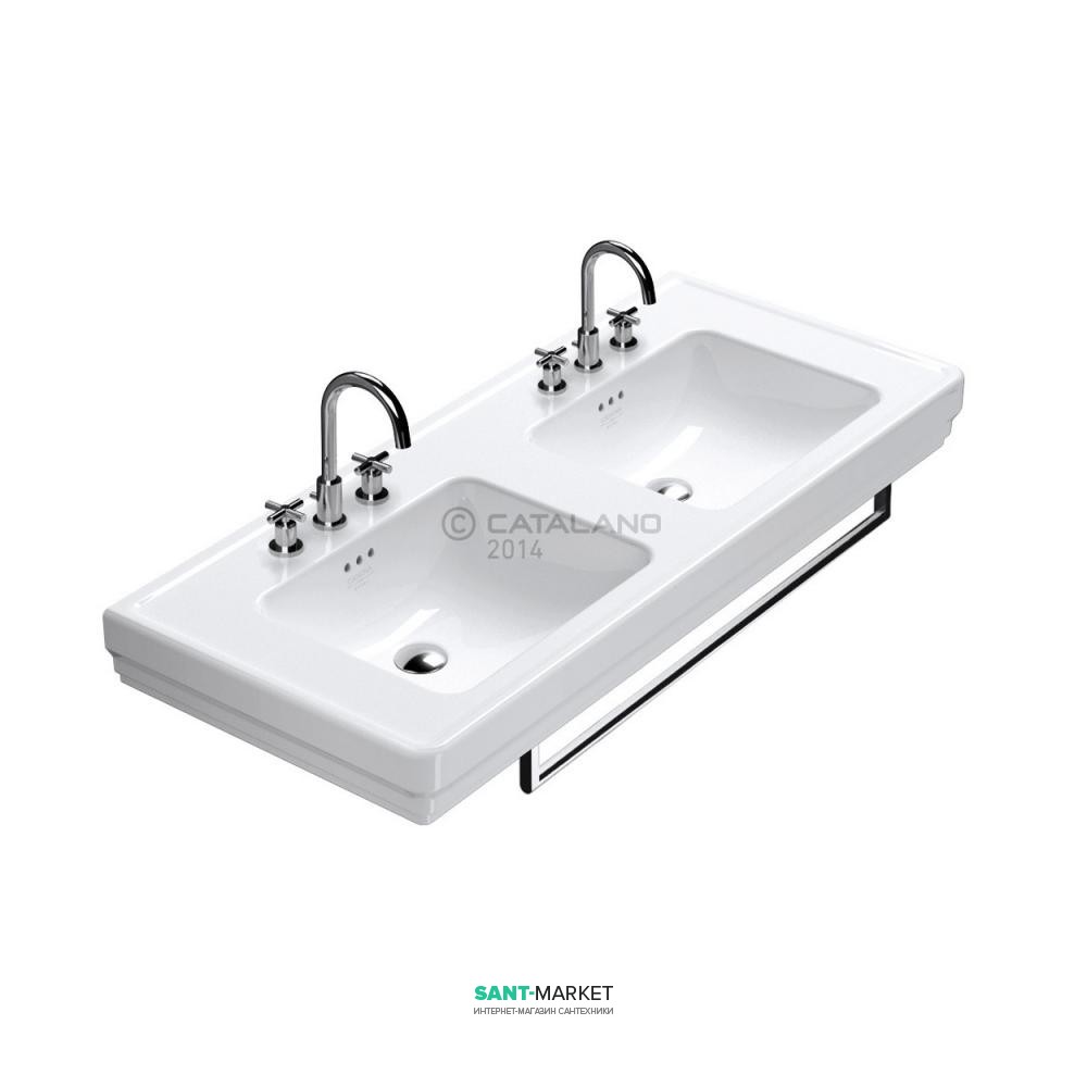 Раковина для ванної підвісна Catalano Canova Royal 125x54 см 2 відп. під змішувач біла 1125CV00
