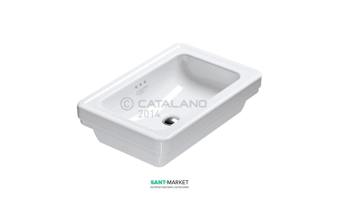 Раковина для ванной накладная Catalano Canova Royal без отв. под смеситель 60х46 см белая 160ACV00