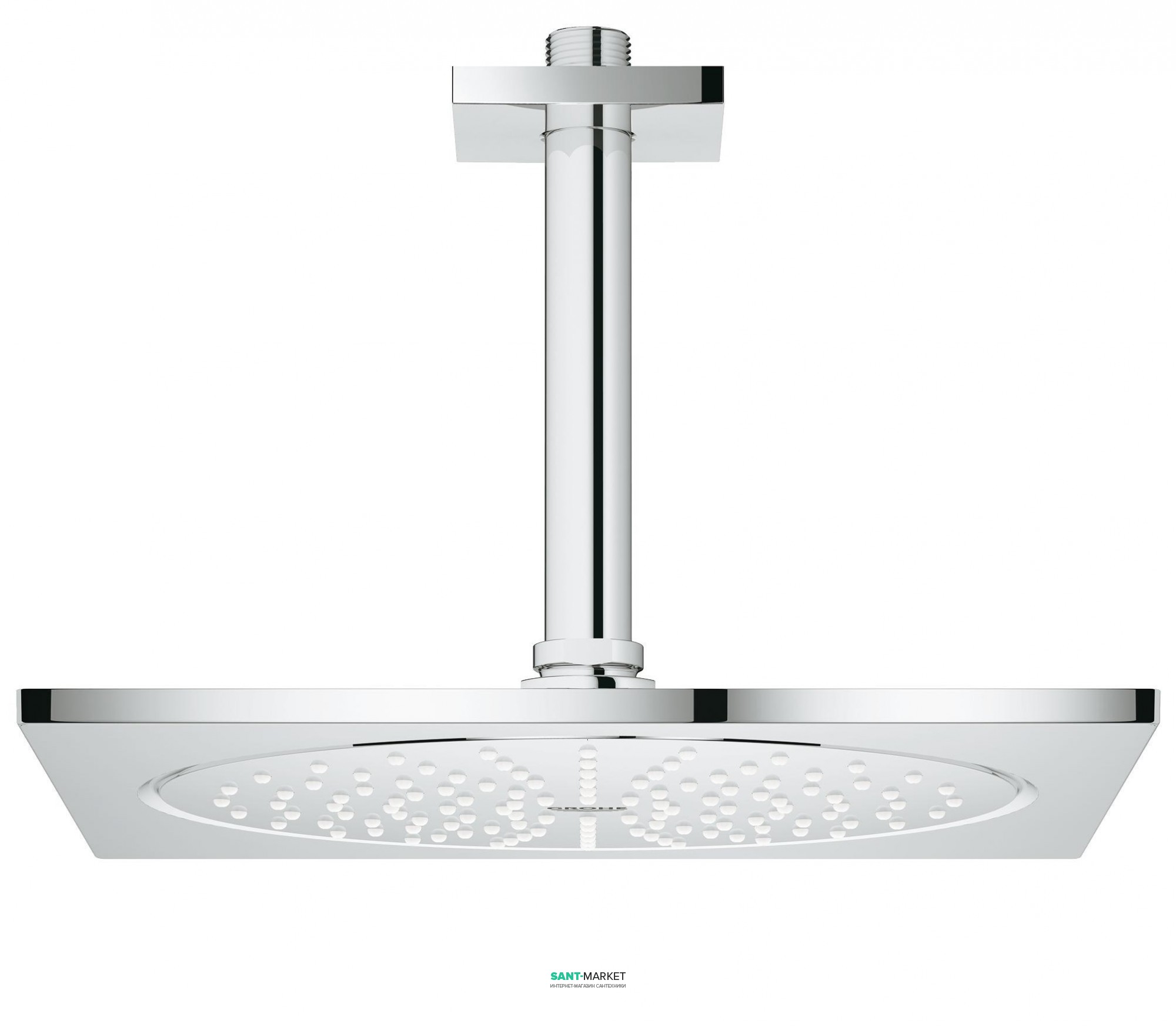 Верхний душ с потолочный кронштейном Grohe Rainshower F-series 25.4х25.4см с ограничением расхода воды хром 26071000