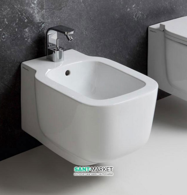 Биде подвесное Cielo CubiKa 36x55x30 см 1 отв. под смеситель с крепежами белое CUBS