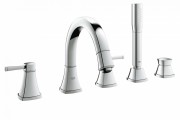 Смеситель двухвентильный на борт ванны Grohe Grandera с душевым гарнитуром хром 19919000