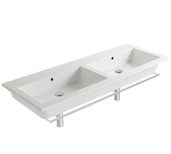 Раковина для ванної підвісна Globo FORTY3 125х47х14 см без отворів під змішувач біла FO125.BI