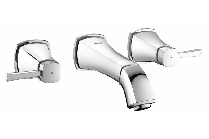 Смеситель для раковины двухвентильный настенный скрытый Grohe Grandera на 3 отверстия (вынос 177 мм) хром 20414000