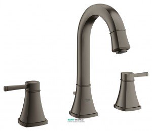 Смеситель для раковины двухрычажный с донным клапаном скрытый Grohe Grandera матовый графит 20389AL0