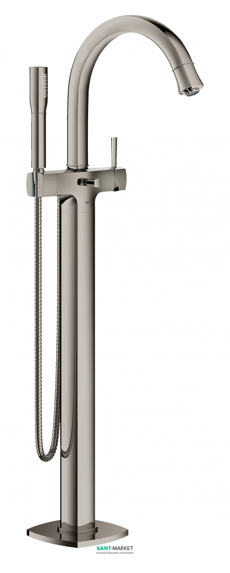 Смеситель однорычажный напольный (отдельностоящий) Grohe Grandera с душевым гарнитуром графит 23318A00