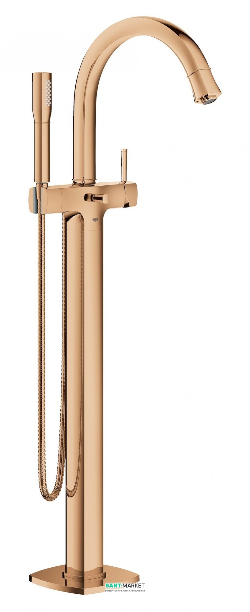 Змішувач одинважільний на підлогу (окремо) Grohe Grandera з душовим гарнітуром теплий захід 23318DA0