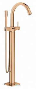 Смеситель однорычажный напольный (отдельностоящий) Grohe Grandera с душевым гарнитуром теплый закат 23318DA0