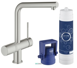 Набор смеситель для кухни с фильтром Grohe Blue Minta New Pure с набором для подключения суперсталь 31345DC2