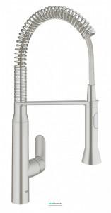 Смеситель для кухни с выдвижной лейкой Grohe K7 однорычажный на гибкой пружине суперсталь 31379DC0