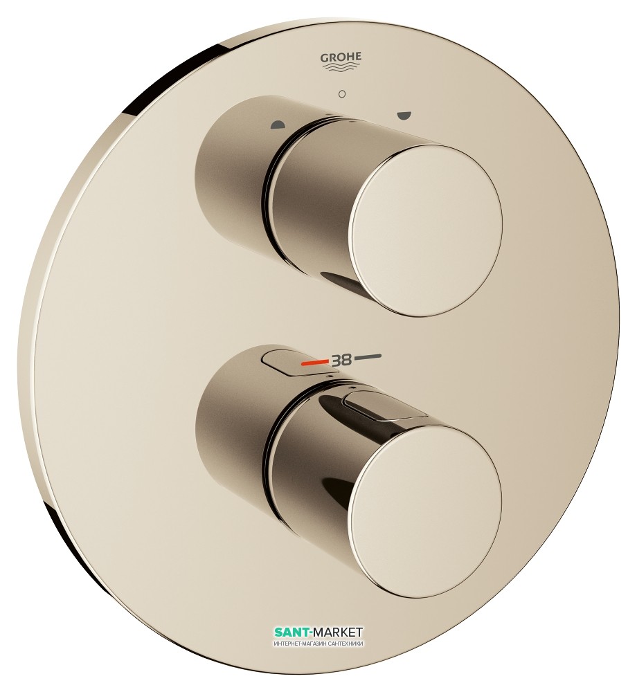 Смеситель с термостатом скрытый (встраиваемый) Grohe коллекция Grohtherm 3000 Cosmopolitan полированный никель 19468BE0