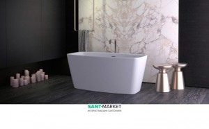 Ванна акриловая отдельностоящая Knief Cube  170х80х60 белая 0100-284-06 + Сифон для ванны Knief 0100-091-06