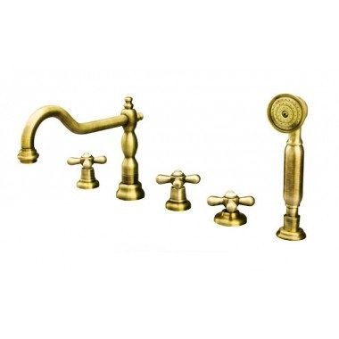 Смеситель на борт ванны на 5 отверстий Fiore MARGOT золото 26OO0607