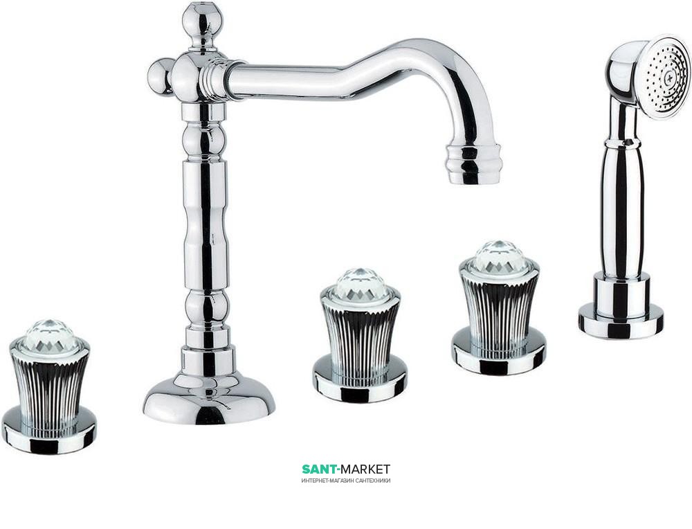 Змішувач на борт ванни на 5 отворів Fiore VENERE SKY хром / Swarovski 13CR0607