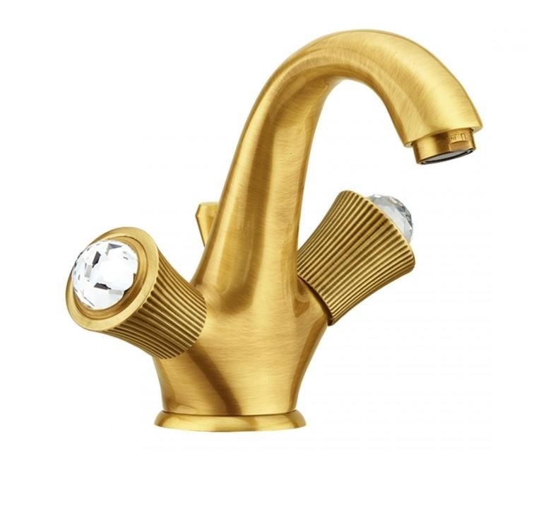 Змішувач для раковини на 1 отвір Fiore VENERE SKY золото / Swarovski 13OO0623