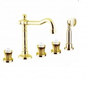 Змішувач на борт ванни на 5 отворів Fiore VENERE SKY золото / Swarovski 13OO0607