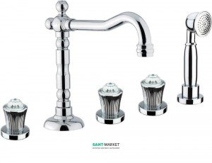 Смеситель на борт ванны на 5 отверстий Fiore VENERE SKY хром/Swarovski 13CR0607