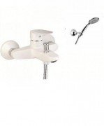 Смеситель для ванны с душ. лейкой держателем и шлангом Fiore KEVON CHIC хром/белый 81WX8150