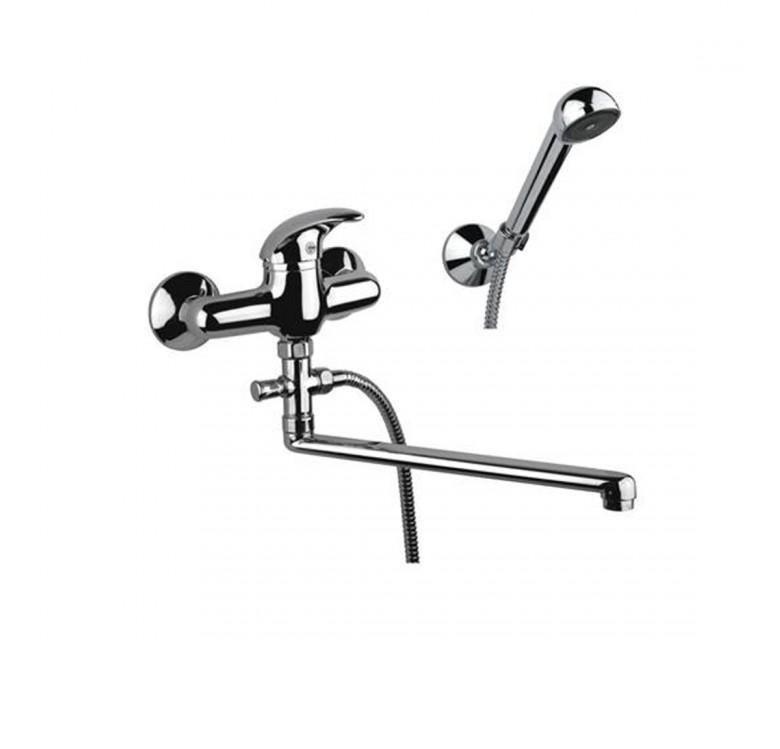 Смеситель для ванны  с душевой лейкой держателем и шлангом Fiore NEXUS хром 43CR4250