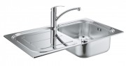Мийка для кухні прямокутна Grohe K300 45 -S крило зліва 1 чаша врізна нержавіюча сталь зі змішувачем Eurosmart 31565SD0