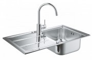 Мийка для кухні прямокутна Grohe K400 крило зліва врізна нержавіюча сталь зі змішувачем Concetto 31570SD0