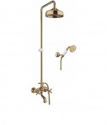 Смеситель для ванны c переключат. стойкой 100 см лейкой 20 см и ручным душем Fiore MARGOT бронза 26ZZ0615