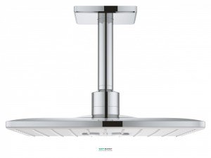 Потолочный душ Grohe Rainshower 310 SmartActive Cube с душевым кронштейном белая луна 26481LS0