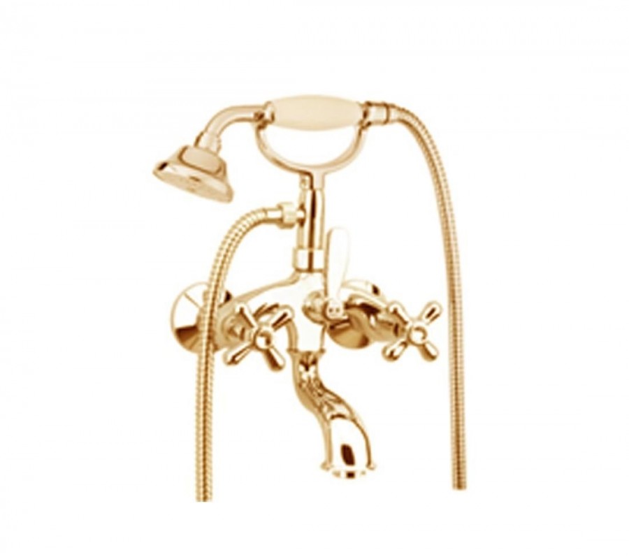 Змішувач для ванни c ручним душем і шлангом Fiore MARGOT SKY золото / Swarovski 01OO0600