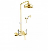 Змішувач для душу з верхньої лійкою і ручним душем Fiore GIOIELLI золото / Swarovski 08OO0620