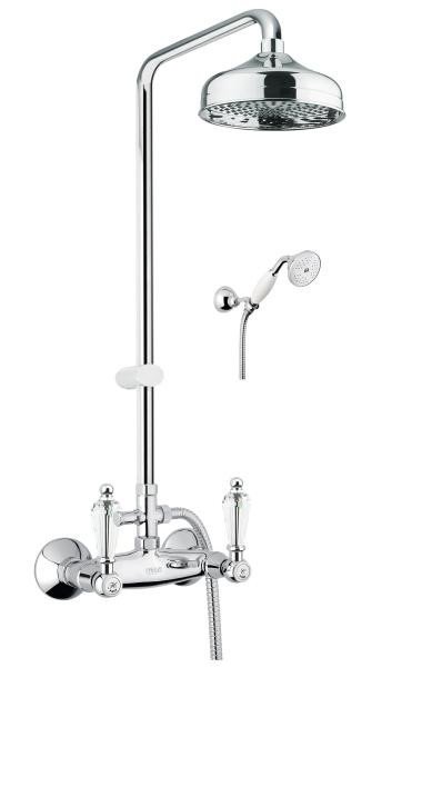 Смеситель для душа с верхней лейкой и ручным душем Fiore GIOIELLI хром/Swarovski 08CR0620
