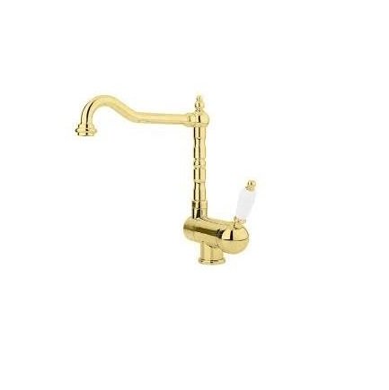 Смеситель для раковины высокий на 1 отверстие Fiore IMPERIAL золото/керамика 83OO5414
