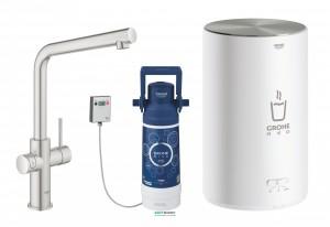 Набір змішувач для кухні Grohe Red Duo New + Бойлер (M-size в комплекті) з функцією кип'ятіння води суперсталь 30327DC1